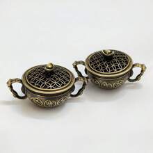 1pc Retro Mini Incense Burner, Portable Decorative Gourd Shaped Incense Holder, Creative Home Accessory - 1pc Treasure Basin Incense Burner - View 3