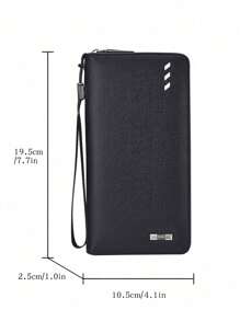 SHABILI 1pc Plain Solid Color PU Leather Large Capacity Zipper Wallet Clutch Bag Phone Pouch Suitable For Commute School Daily Use Wallet Purse Wallet Long Wallet Wallet Wristlet
