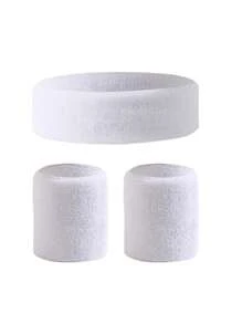 Fashion Sports Headband And Wristband Towel Set Sweatband Wrist Band Bracers For Women Men Cycling Gym Basketball Tennis