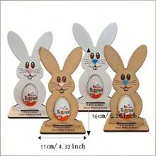 1pc New Easter Gift Rabbit Chocolate Egg Holder, Wooden Tabletop Decor Craft For Party (Eggs Not Included)