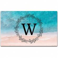 Doormat Personalized Initial Monogram Front Door Mat Outdoor Welcome Mat St Patricks Day 4 Leaves Clover Welcome Mat Non Slip Rubber Backing Washable Home Office Rug - Beach - View 1