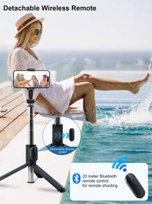 Perche à selfie sans fil de 93 cm/36,6 po de hauteur avec télécommande sans fil et éclairage de remplissage LED, convient à divers modèles de smartphones, diffusion en direct, photographie, assistant de voyage idéal compatible avec et Android pour les vacances d'été, les voyages, l'éclairage de remplissage, les activités de plein air, le trépied de diffusion en direct