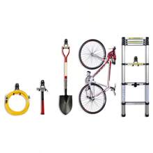 重型钢制车库储物挂钩，带防滑涂层；实用的壁挂式挂钩，用于悬挂自行车、梯子和园艺工具；黑橙色，1 件/2 件橙色，黑色