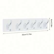 1 件装透明亚克力储物架，带 6 个挂钩，防水粘钩，免尿布墙钩，浴室毛巾钩，家庭储物整理器，适用于厨房、卧室、浴室、办公室、书桌 - 彩色 - 查看 3