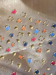 1 st. Metalen textuur nagel charme stickers DIY kunst Franse stijl 3D nagel kunst decoraties
