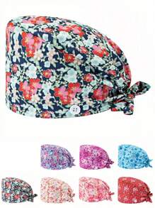 1pc Women's Ditsy Floral Nurse Cap, Anti-Bacterial & Anti-Dust, Suitable For Hospital Nurses, Beauty Professionals, Or Housekeeping/Cleaning Workers - Multicolor - View 5