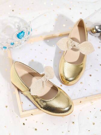 2025新年限量款时尚银色蝴蝶结鱼鳞闪耀小公主风软底舒适浅头芭蕾平底鞋银叶装饰平底鞋儿童平底鞋适合走秀高跟鞋开学季学生校鞋青年高跟鞋