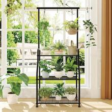 Trending Plant Stand Indoor Outdoor, Heavy Duty Metal 3 Tiered Hanging Plant Shelf For Multiple Flower Planter Holder Tall Large Rack For Living Room Garden Balcony, Black