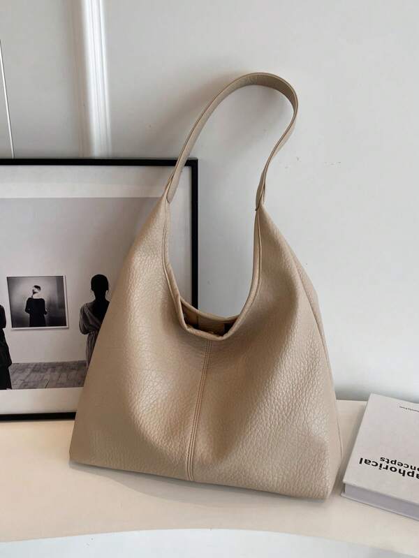 Dedoo 1件纯色新款PU个性化日常通勤手提包，简约托特包，单肩包，腋下包，模块化信封包，带小零钱包