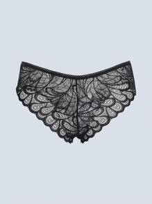 Lace Briefs Sexy Women Seamless Low Waist Panties Wave Edge Transparent Hollow Thongs Underwear Set Comfy Lingerie Panty Intimates Invisible Breathable Underpants Soft Fabric Safety Shorts Floral Ladies Thong Stretchy Invisible Triangle Brief Minimalist & Fashionable For Daily Wear - Multicolor - View 7