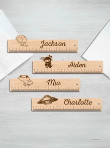 1 Piece 30cm/8in Customizable Name Wooden Cartoon Ruler, Personalized Kids Ruler, Wooden Ruler With Fun Cartoon Design, Gift For Students, Back To School, Birthday Party Favors, Classroom Supplies, School Supplies, For Teacher Gifts, For University, For Colleague, For Dorm Rooms, For Teacher, For Boys And Girls, For Teenagers, Junior High School Students, Middle School Students, Freshman, Sophomore, Underclassmen, Multi-Functional, Ornamental, For Business/Work/Office, For School