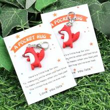 1st/2st Inspirerende Fox Hanger Sleutelhanger, Pocket Hug Card, Modieuze Dieren Thema Hanger, Stijlvol Cadeau Voor Beste Vriend, Verjaardag, Bruiloft, Kerstmis, Kleine Zakelijke Positieve Token, Feest Gunst