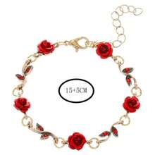 1pc Vintage Alloy Rose Flower Charm Bracelet, Fashion Jewelry
