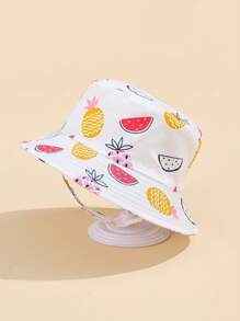 1pc Infant Cartoon Printed Sun Protection Bucket Hat, Minimalist & Fashionable - Multicolor - View 3