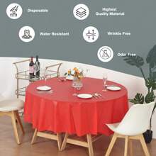 12pcs Round Plastic Tablecloths, Premium Plastic Disposable Tablecloths, Suitable For Easter Holiday Use