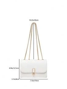 1 pièce Sac à épaule en tissu texturé unicolore pour femme, sac bandoulière minimaliste à boucle et chaîne à la mode, convient pour les voyages, les rendez-vous, les courses