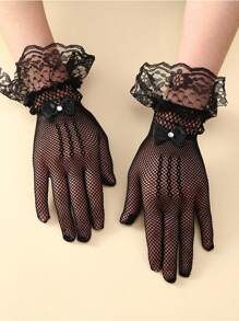 Children 4-14 Yrs Short Lace Gloves, Formal Princess Dress Up Gloves Suitable For Weddings, Celebrations, Costume Play - Mesh Gloves - View 20