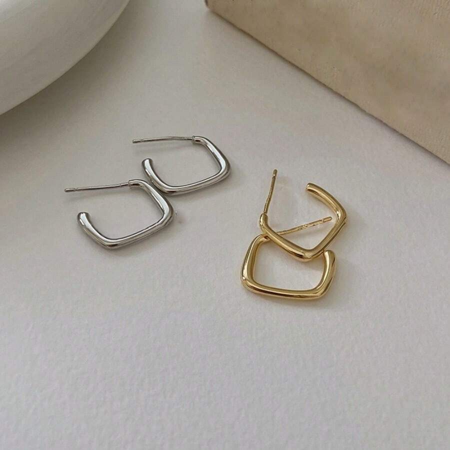 1 Pair Asymmetrical C-Shape Metal Fashionable Simple Versatile Women Earrings