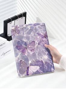 1pc Purple Glitter Butterfly Pattern Tablet Protective Case, Compatible With IPad 10.2", IPad Pro 2021/2020, IPad 9th/10th Gen, Galaxy Tab A8 10.5" 2022, Matepad 10.4", Tab, Anti-Drop, With Pencil Slot, Support Sleep/Wake Function