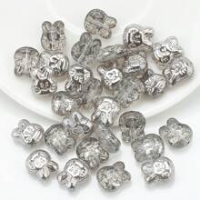 30 piezas/Paquete Cuentas con cabeza de conejo de vidrio enchapado de 10*12mm con agujero, material de manualidades para pendientes/collares/encantos/llaveros/cadenas de teléfono