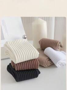 2 Pairs/6 Pairs, Unisex Outdoor Sports And Leisure Socks For Spring And Summer Seasons, Mid Length Socks, Spring And Summer Solid Color Socks, Fashionable Multi-Functional Solid Color Socks, Striped Comfortable Mid Length Socks, Suitable For Students, Parents, And Couples - Multicolor - View 4