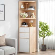 Tall Corner Cabinet, Sofa Side Corner Storage Cabinet, Triangle Corner Hutch With Open Shelves, Drawer, Single Door, Bathroom Storage Cabinet For Laundry Room, Living Room, Kitchen - 白色 - 查看 3