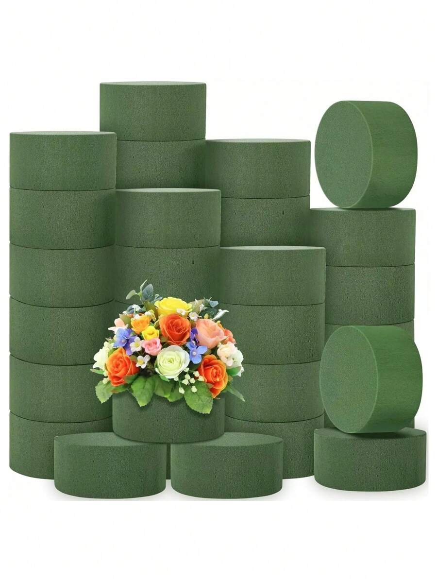 MEHELANY 10/6/2pcs Round Floral Oasis, 3.15 Inch Round Floral Oasis, Green Floral Oasis, Mini Green Round Floral Oasis, Wet Floral Oasis Round Arrangement Set, Suitable For DIY Flower Arranging, Applicable For Wedding And Holiday Party Decor, Best Gift For DIY Projects, Birthday, Valentine's Day, Mother's Day