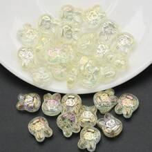 30 piezas/Paquete Cuentas con cabeza de conejo de vidrio enchapado de 10*12mm con agujero, material de manualidades para pendientes/collares/encantos/llaveros/cadenas de teléfono