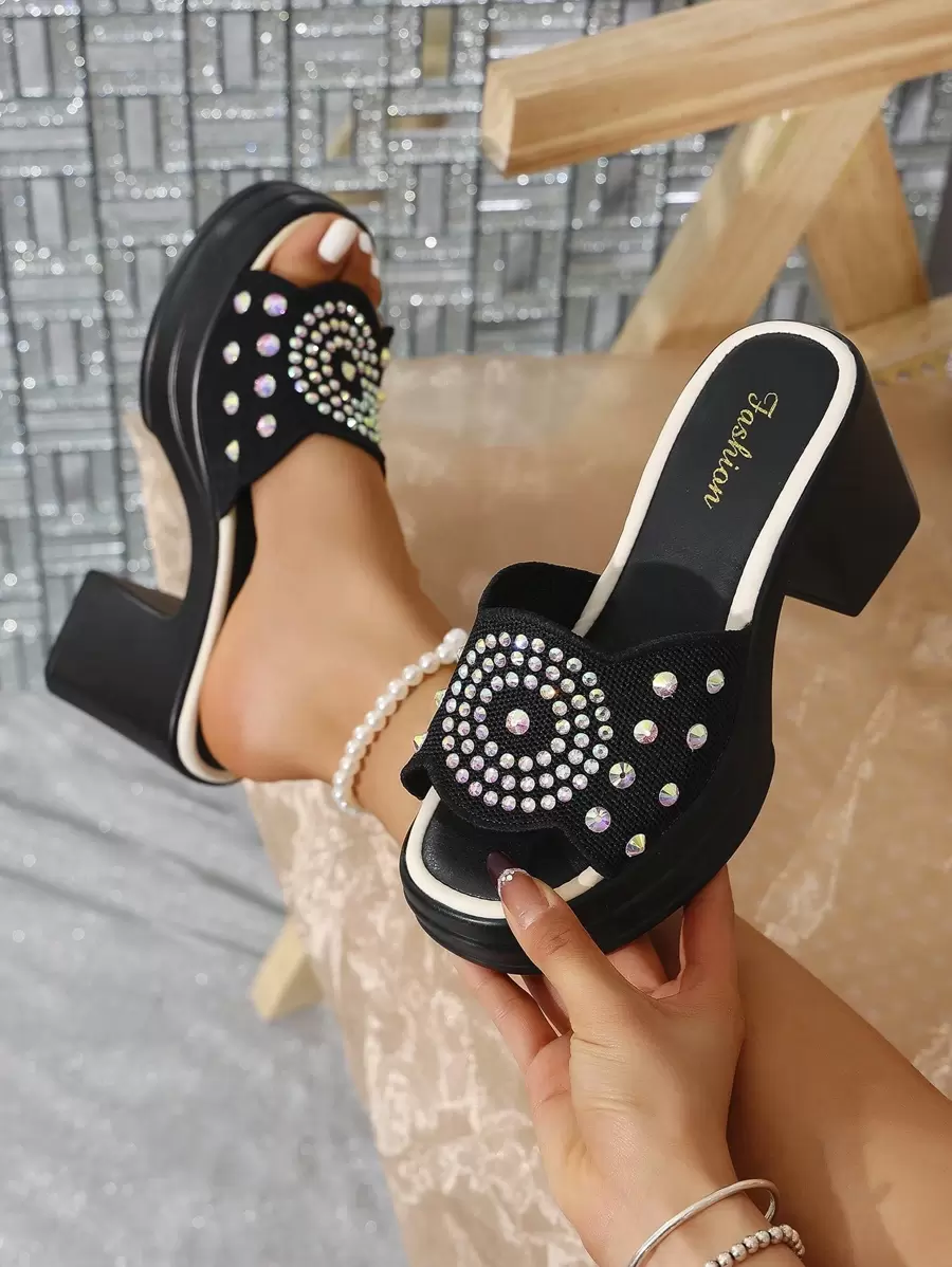 Women's Classic Outdoor Casual Chic European Style Round Toe Rhinestone Wedge Platform Sandals, 2025 New Arrivals