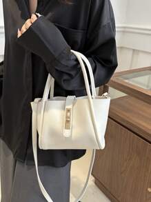 Bolso de mano con bandolera versátil de mujer en unicolor de PU de moda, con monedero pequeño