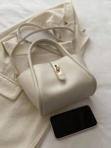 Bolso de mano con bandolera versátil de mujer en unicolor de PU de moda, con monedero pequeño