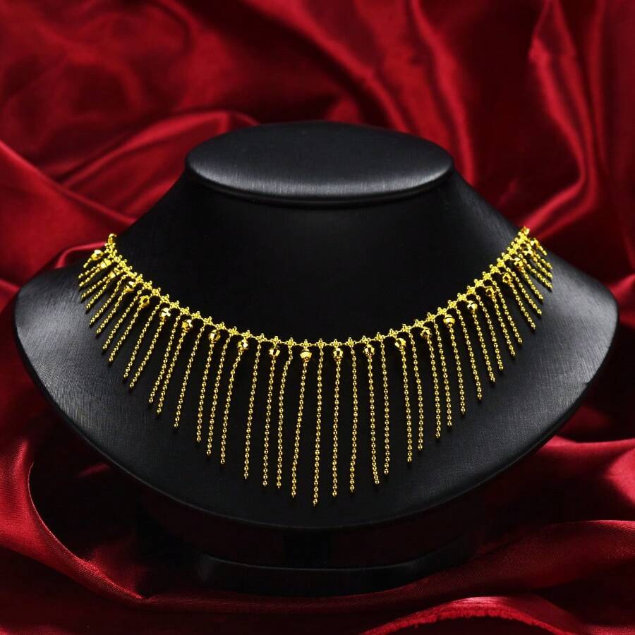 1 件优雅流苏蕾丝镂空颈链，适合女士，时尚高端 Collpar 项链，适合婚礼、订婚、派对、送给爱人的礼物