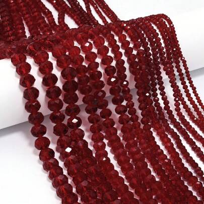 1 pieza Cuentas espaciadoras de cristal abacus facetado transparente rojo oscuro, versátil y de moda a juego para manualidades de brazaletes, collares y joyería, apto para hacer joyas extravagantes, correa de teléfono, llavero, al por mayor de cuentas