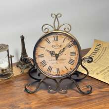1pc Vintage Style Silent Decorative Wall Clock For Living Room & Bedroom, Battery Operated Rustic Fireplace Clock With Roman Numerals Gifts Birthday Graduation