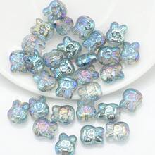 30 piezas/Paquete Cuentas con cabeza de conejo de vidrio enchapado de 10*12mm con agujero, material de manualidades para pendientes/collares/encantos/llaveros/cadenas de teléfono