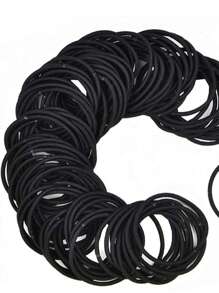 100pcs 3mm Seamless Black High Elasticity Rubber Band, No Damage To Hair, No Trace Hair Tie, Hair Loop, Hair Rope