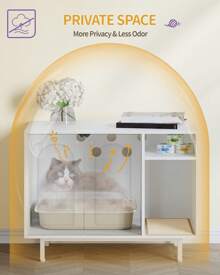 Cat Litter Box Enclosure, Hidden Litter Box Furniture, Wooden Pet House Side End Table, Storage Cabinet Bench For Living Room, Bedroom, 31.5 X 19.7 X 23.9 Inches