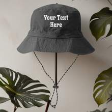 1pc Customizable Text Outdoor Bucket Hat, Collapsible Sun Protection Hiking Fishing Sport Cap