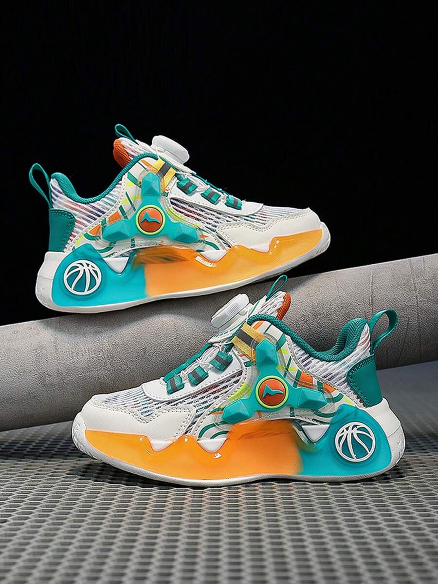 Kids' Fashionable Summer Breathable Sports Shoes, Contrast Color Design With Luminous, Adjustable Rotating Strap, Anti-Slip & Shock-Absorbing, Suitable For Daily Wear - Multicolor - View 1