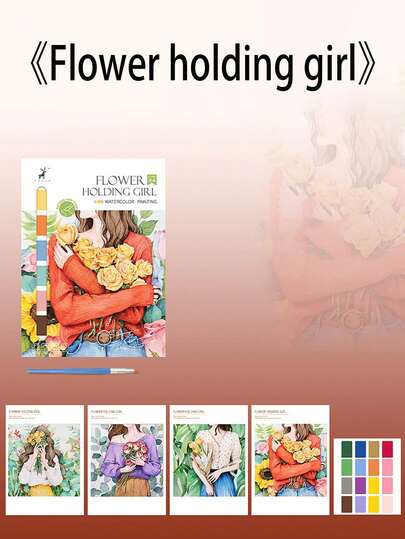 1pc Creative Watercolor Painting Book, Coloring Book, Graffiti & Drawing Sketchbook With Cartoon Design, Comes With Watercolor Paint