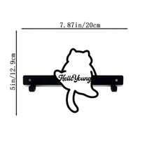 1 pieza Soporte para llaves en forma de gato adorable saltando - Organizador de pared multifuncional para llaves, abrigos y toallas | Perchero con forma de gato lindo con gancho para llavero - Negro - Ver 4