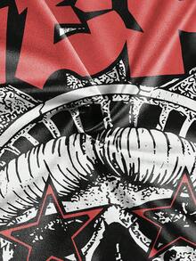 男士酷炫街头骷髅图案短袖 T 恤 - 黑色 - 查看 6