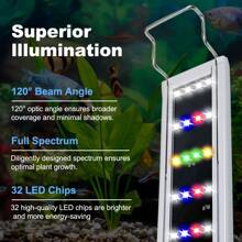Full Spectrum Aquarium LED Light With Timer, Adjustable Brightness, Suitable For 10-18 Inch Fish Tank, Freshwater & Reptile Lighting, Suitable For Various Small Pets