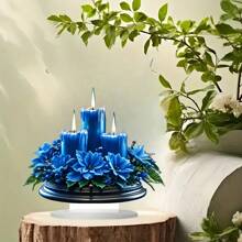 Prachtige blauwe kaars acryl middendecoratie - multifunctionele woning- en kantoordecoratie voor woonkamer, slaapkamer, café - perfect cadeau voor vrienden, 2D acryl, kerstdecoratie, binnen-/buitenkunst, huisthema, multifunctionele decoratie, willekeurige stijl