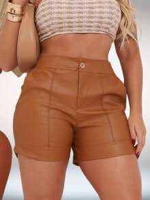 Women Shorts - 駝色 - 查看 3