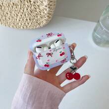 1 件厚耳机保护壳樱桃蝴蝶结设计适用于 AirPods 4、AirPods Pro、AirPods 2、AirPods Pro 2、AirPods 3 - 櫻桃蝴蝶結 - 查看 1