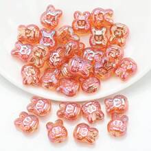 30 piezas/Paquete Cuentas con cabeza de conejo de vidrio enchapado de 10*12mm con agujero, material de manualidades para pendientes/collares/encantos/llaveros/cadenas de teléfono
