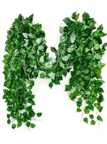 MEHELANY 12/1件/包 人造绿色常春藤藤蔓，逼真悬挂式常春藤花环，适用于婚礼、卧室、花园、阳台、秋千、商场、楼梯装饰、植物背景、丛林主题派对，易于安装和拆卸 - 綠色 - 查看 7