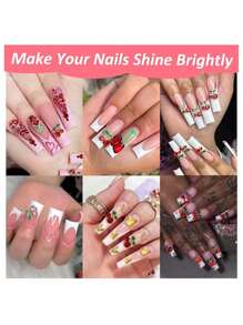 50 piezas Decoraciones 3D de cerezas para uñas, en 2 colores: rosa y rojo. Pegatinas 3D brillantes de arte de uñas con cerezas planas sin adhesivo y adorables