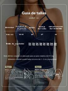 Elegante top de tirantes cruzados sin espalda con escote en V profundo para mujer, confeccionado en poliéster de largo regular con detalles recortados, perfecto para salir de noche. - Azul - Ver 3